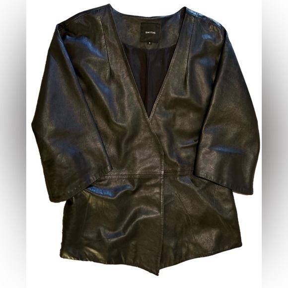 Smythe Kimono style black leather jacket/blazer in Sz 2 - Picture 6 of 10